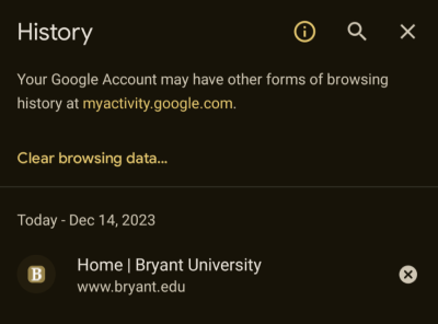 Android Chrome History Menu