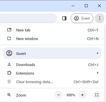 Google Chrome tools menu