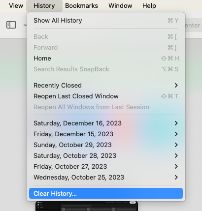 Safari History Menu