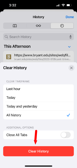 iOS History Options