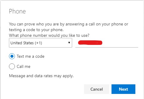 image showing verification through text message or phone call