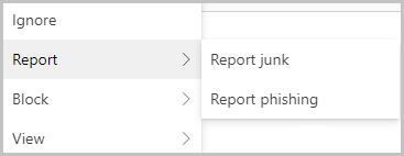 report phishing context menu